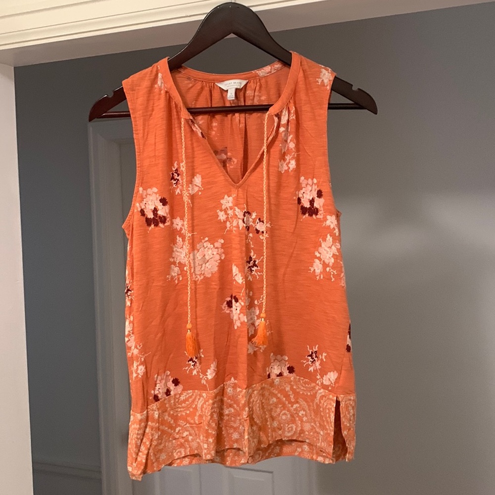 Lucky Brand orange floral sleeveless top size S